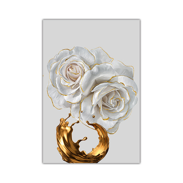 ZWEVENDE WITTE ROOS - CANVAS - KUNST