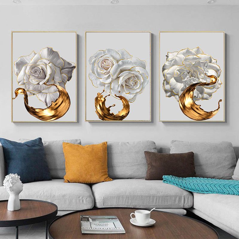 ZWEVENDE WITTE ROOS - CANVAS - KUNST