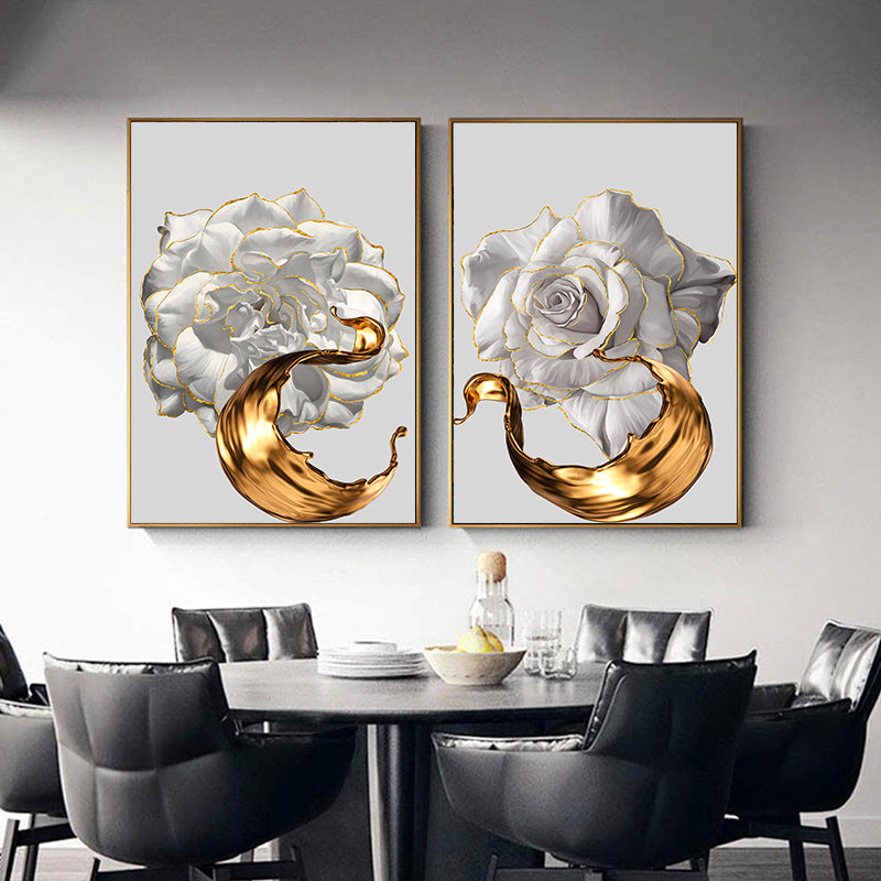 ZWEVENDE WITTE ROOS - CANVAS - KUNST