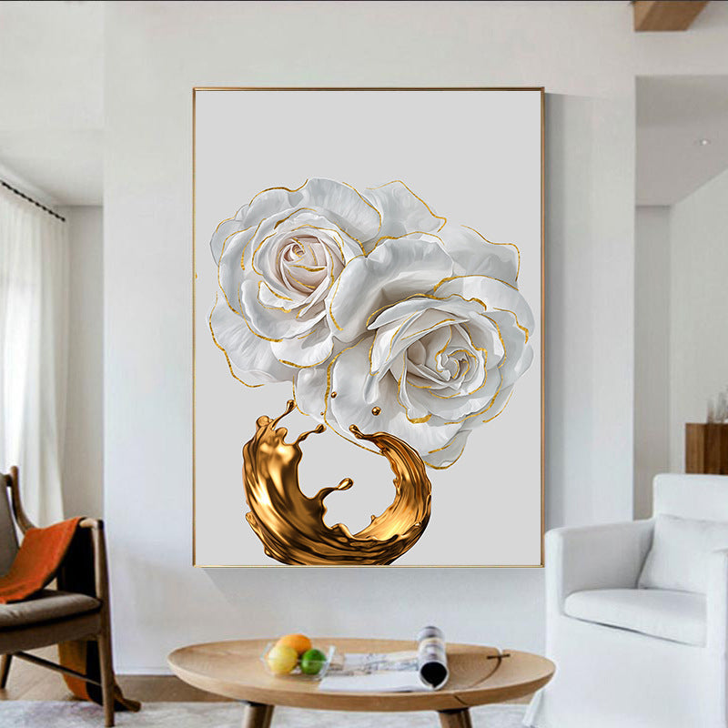 ZWEVENDE WITTE ROOS - CANVAS - KUNST
