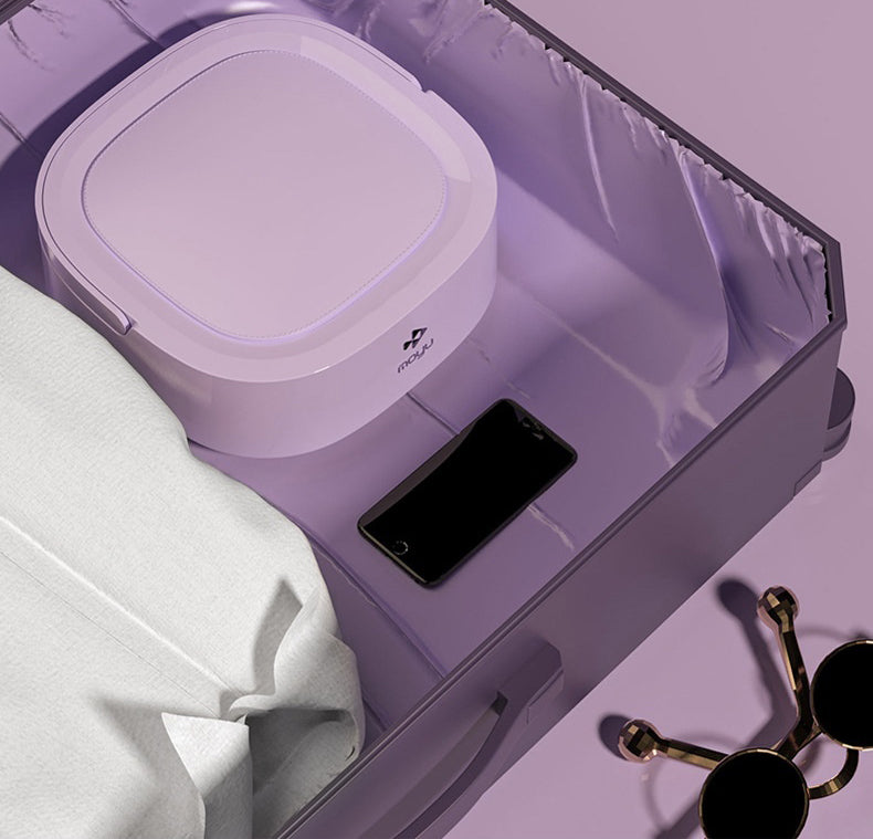 Paarse opvouwbare mini wasmachine