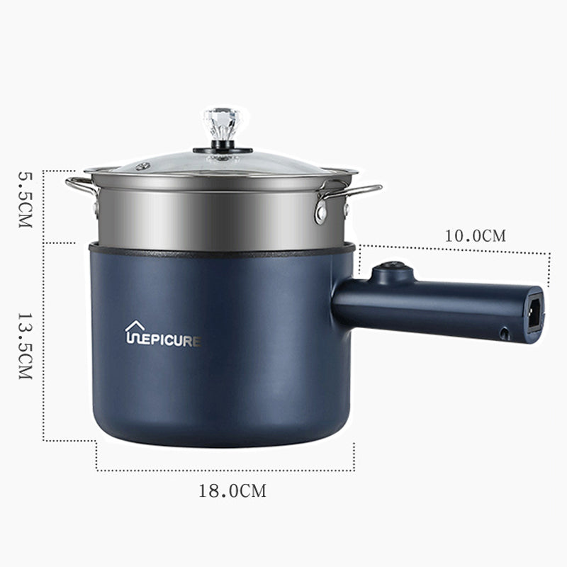 Blauwe elektrische hotpot met deksel