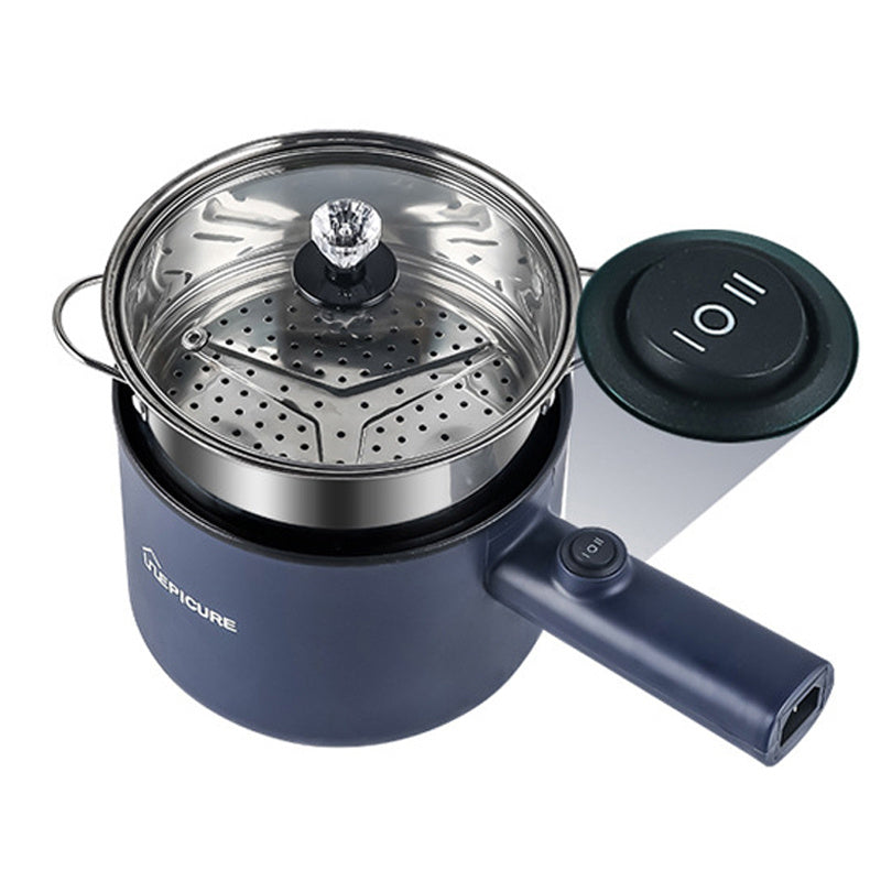 Blauwe elektrische hotpot met deksel