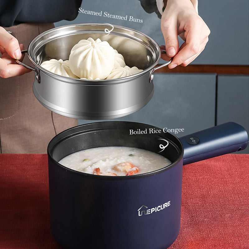 Blauwe elektrische hotpot met deksel