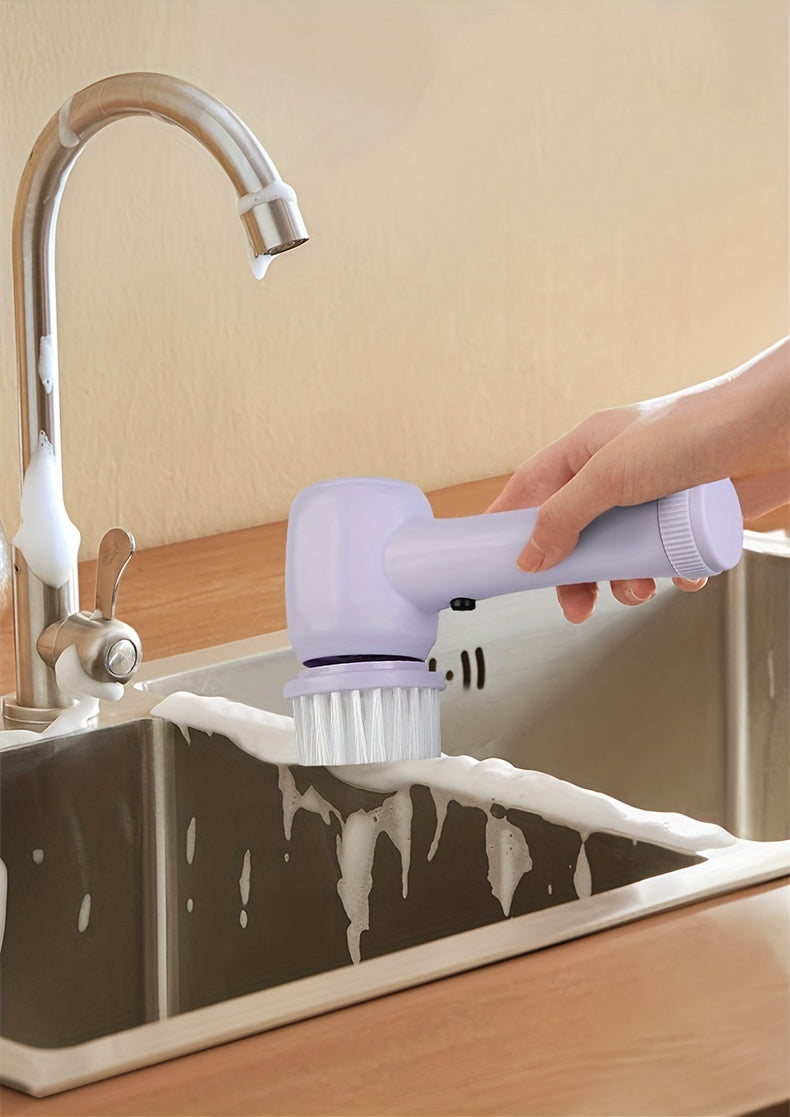 Paarse 5-in-1 elektrische borstelreiniger