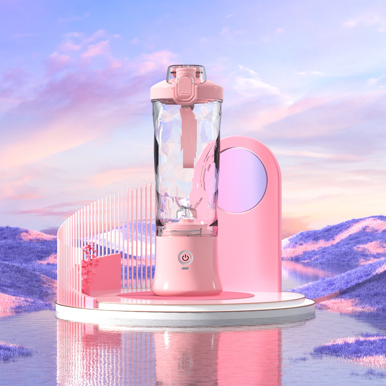 Roze draagbare blender voor shakes en smoothies