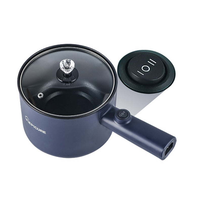 Blauwe elektrische hotpot met deksel