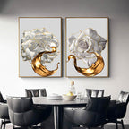 ZWEVENDE WITTE ROOS - CANVAS - KUNST