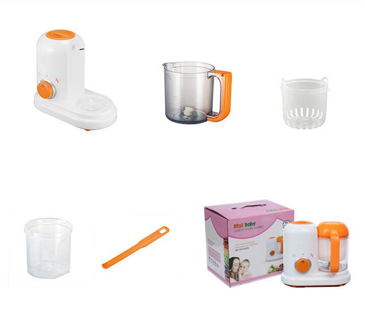 Witte met oranje multifunctionele babyvoeding maker 