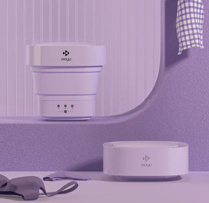 Paarse opvouwbare mini wasmachine 