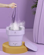 Paarse opvouwbare mini wasmachine 