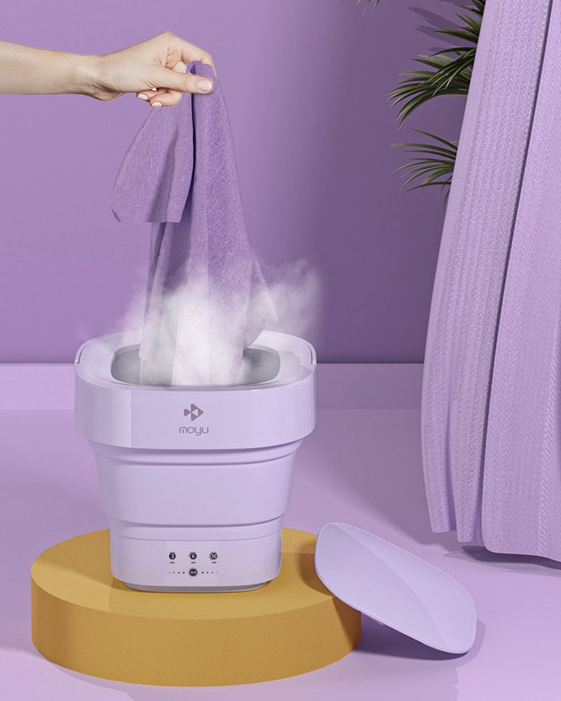 Paarse opvouwbare mini wasmachine 
