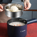 Blauwe elektrische hotpot met deksel