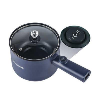 Blauwe elektrische hotpot met deksel